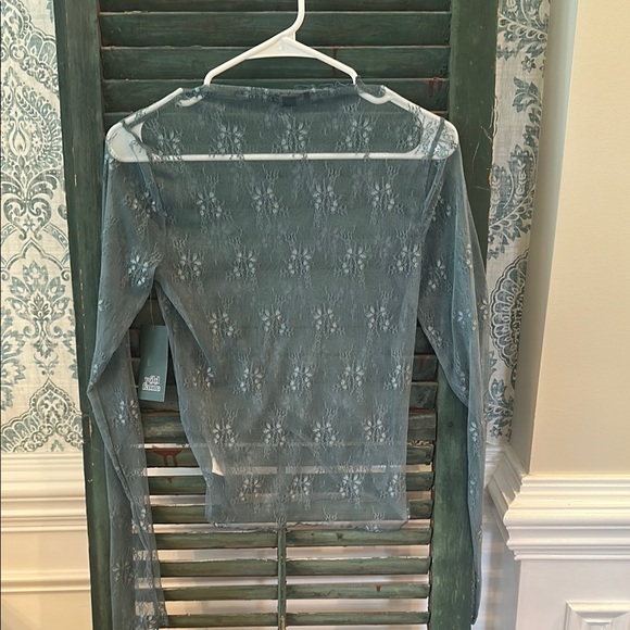 Wild Fable Sheer Blue Floral Top - Picture 2 of 2